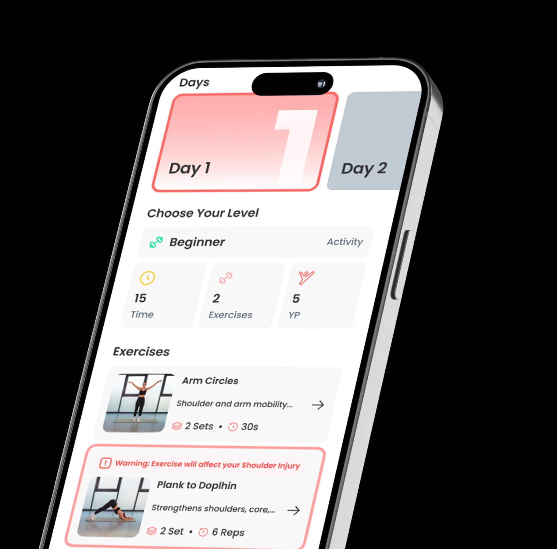 App mockup angled view